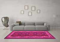 Machine Washable Oriental Pink Traditional Rug, wshcon1651pnk