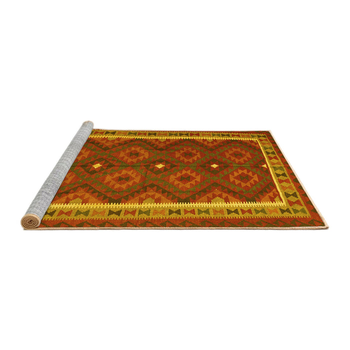 Sideview of Machine Washable Oriental Yellow Traditional Rug, wshcon1651yw