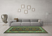 Machine Washable Oriental Turquoise Traditional Area Rugs in a Living Room,, wshcon1651turq