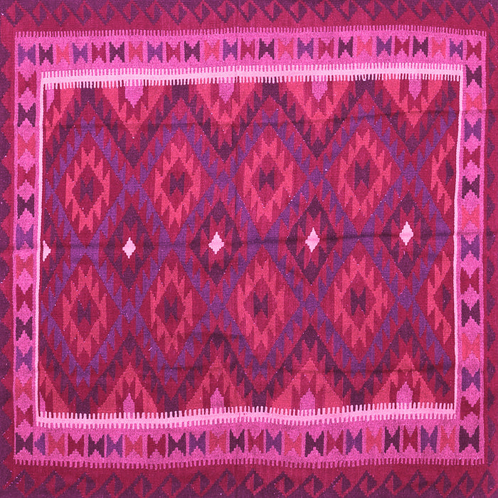 Square Machine Washable Oriental Pink Traditional Rug, wshcon1651pnk