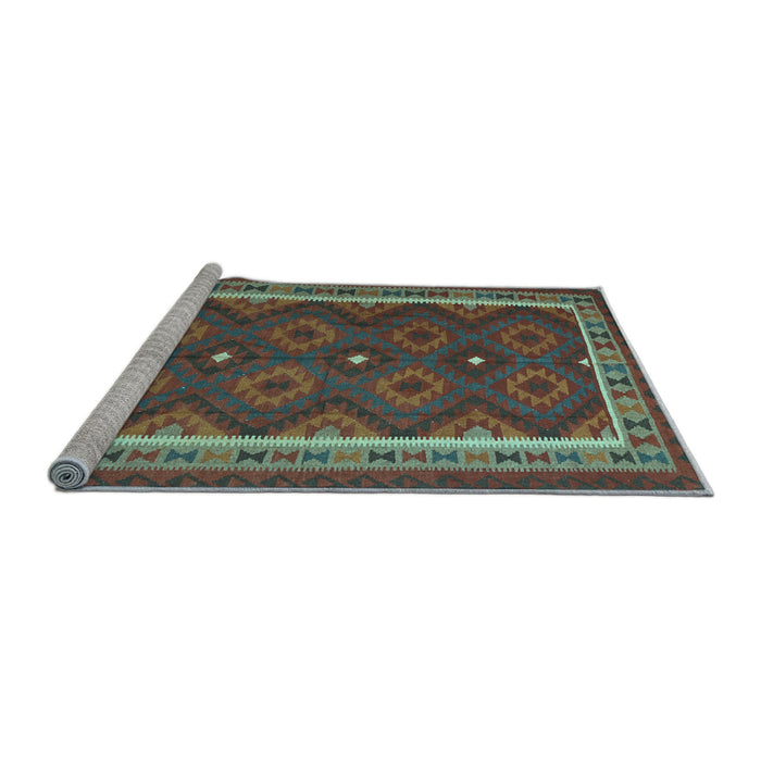 Sideview of Machine Washable Oriental Light Blue Traditional Rug, wshcon1651lblu