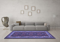 Machine Washable Oriental Blue Traditional Rug, wshcon1651blu