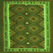 Round Machine Washable Oriental Green Traditional Area Rugs, wshcon1651grn