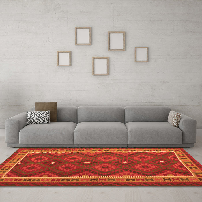 Machine Washable Oriental Orange Traditional Area Rugs in a Living Room, wshcon1651org
