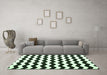 Machine Washable Abstract Emerald Green Contemporary Area Rugs in a Living Room,, wshcon1652emgrn