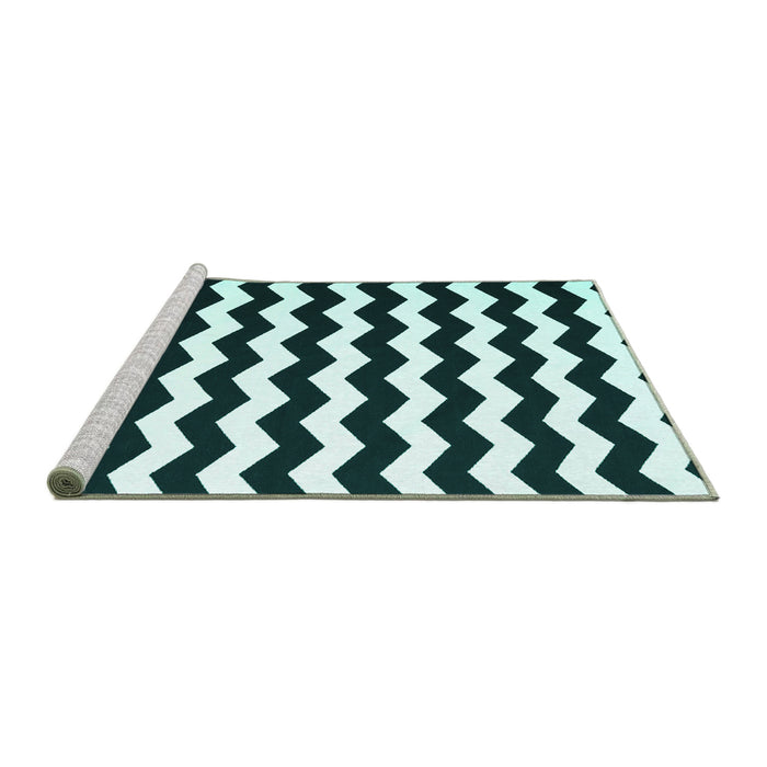 Sideview of Machine Washable Abstract Turquoise Contemporary Area Rugs, wshcon1652turq