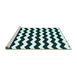 Sideview of Machine Washable Abstract Turquoise Contemporary Area Rugs, wshcon1652turq