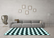 Machine Washable Abstract Turquoise Contemporary Area Rugs in a Living Room,, wshcon1652turq