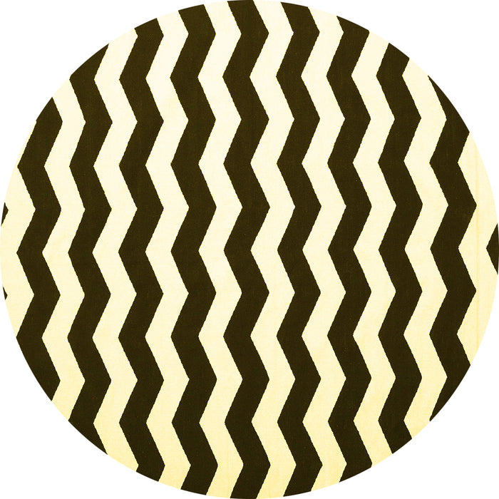 Round Abstract Yellow Contemporary Rug, con1652yw