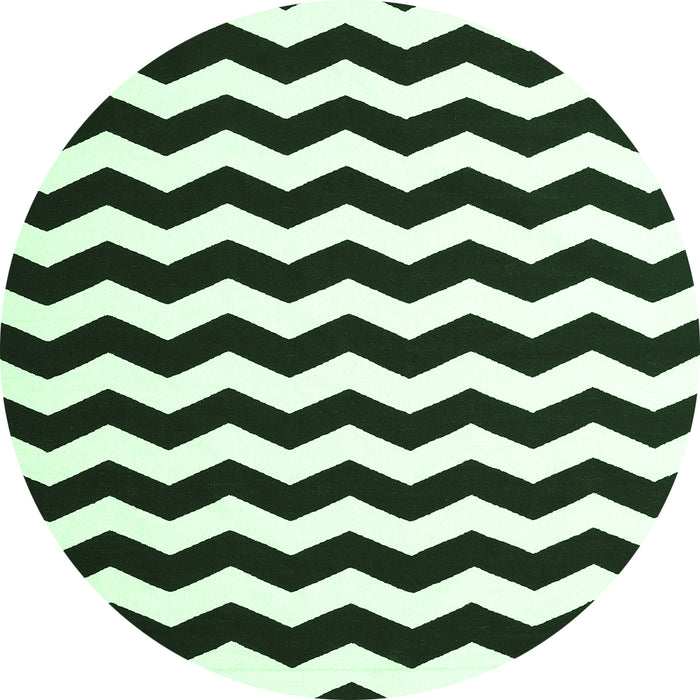 Round Machine Washable Abstract Emerald Green Contemporary Area Rugs, wshcon1652emgrn