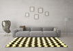 Machine Washable Abstract Yellow Contemporary Rug in a Living Room, wshcon1652yw