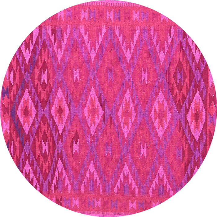 Round Machine Washable Oriental Pink Traditional Rug, wshcon1653pnk