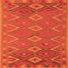 Round Machine Washable Oriental Orange Traditional Area Rugs, wshcon1653org