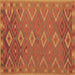 Square Machine Washable Oriental Brown Traditional Rug, wshcon1653brn