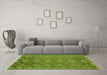 Machine Washable Oriental Green Traditional Area Rugs in a Living Room,, wshcon1653grn