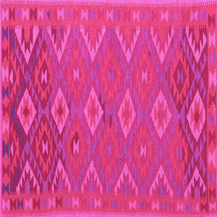 Square Machine Washable Oriental Pink Traditional Rug, wshcon1653pnk
