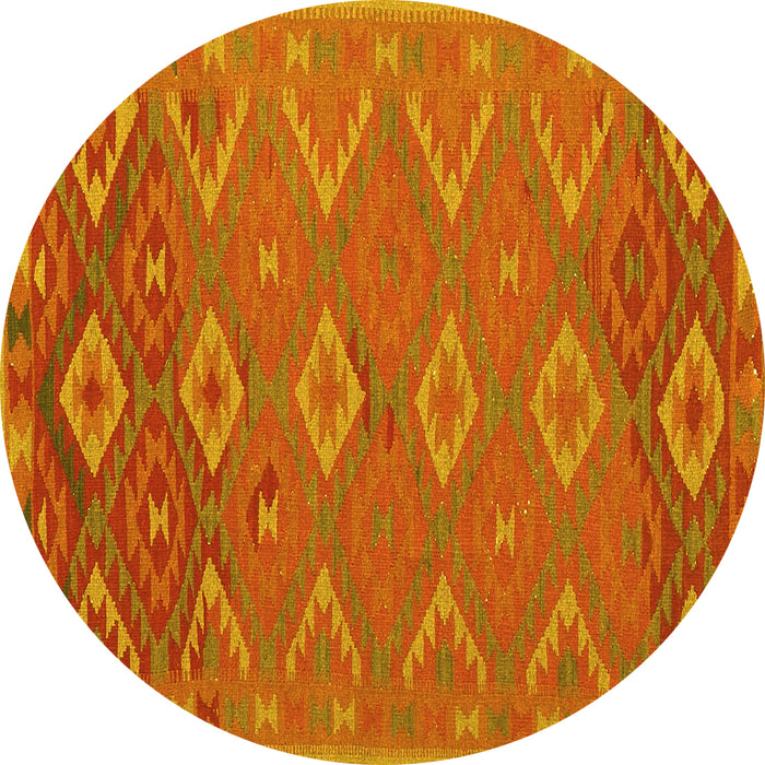 Round Oriental Yellow Traditional Rug, con1653yw