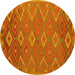 Round Oriental Yellow Traditional Rug, con1653yw