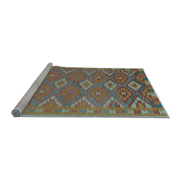 Sideview of Machine Washable Oriental Light Blue Traditional Rug, wshcon1653lblu