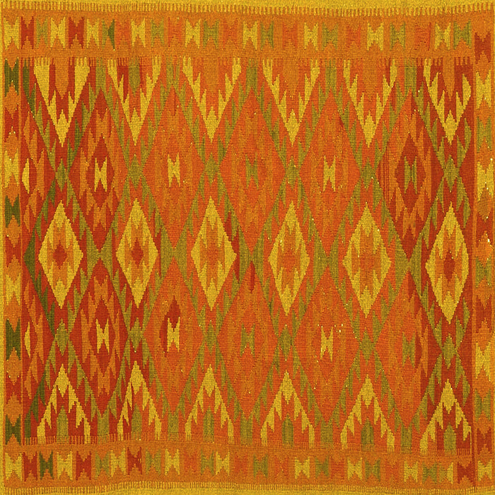 Square Machine Washable Oriental Yellow Traditional Rug, wshcon1653yw