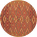 Round Oriental Brown Traditional Rug, con1653brn