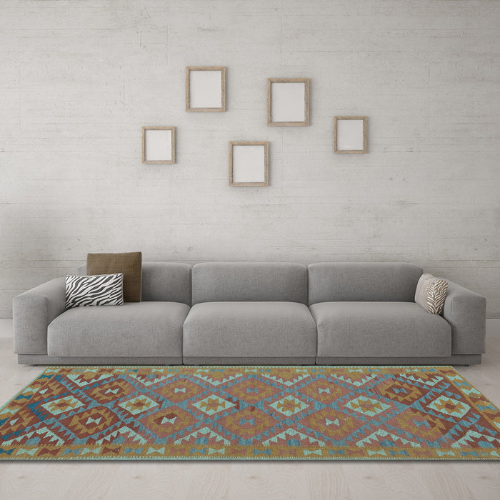 Machine Washable Oriental Light Blue Traditional Rug in a Living Room, wshcon1653lblu