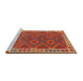 Serging Thickness of Machine Washable Contemporary Red Rug, wshcon1654