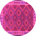 Round Machine Washable Oriental Pink Traditional Rug, wshcon1654pnk