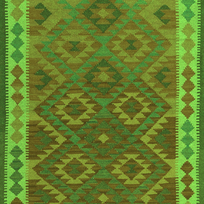 Serging Thickness of Machine Washable Oriental Green Traditional Area Rugs, wshcon1654grn