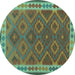 Round Oriental Turquoise Traditional Rug, con1654turq