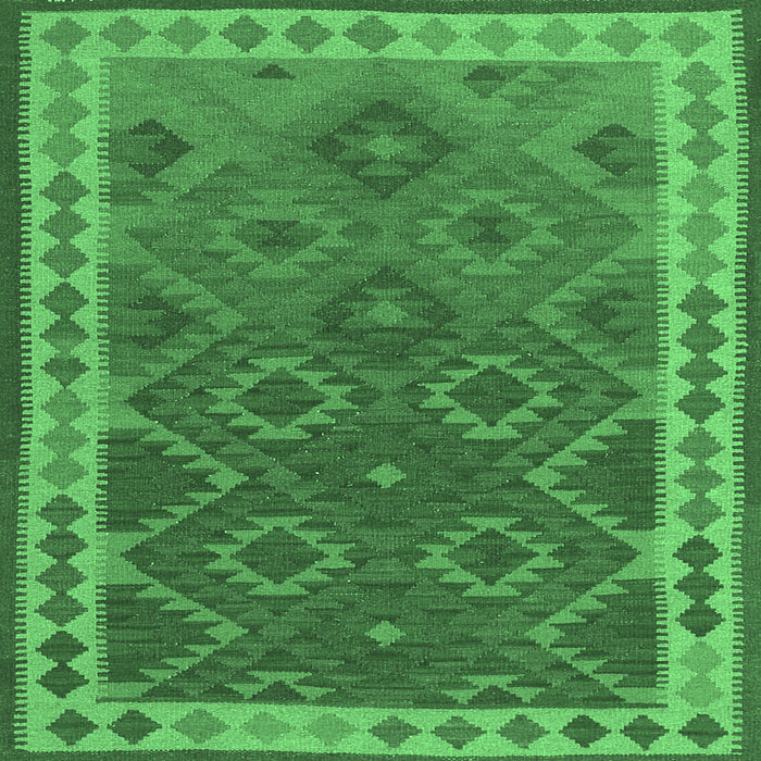 Square Oriental Emerald Green Traditional Rug, con1654emgrn