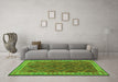 Machine Washable Oriental Green Traditional Area Rugs in a Living Room,, wshcon1654grn