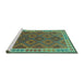 Sideview of Machine Washable Oriental Turquoise Traditional Area Rugs, wshcon1654turq