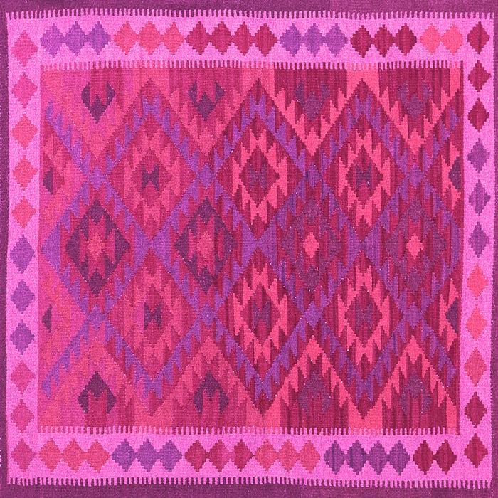 Square Machine Washable Oriental Pink Traditional Rug, wshcon1654pnk