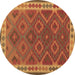 Round Machine Washable Oriental Brown Traditional Rug, wshcon1654brn