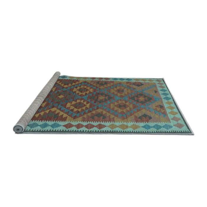 Sideview of Machine Washable Oriental Light Blue Traditional Rug, wshcon1654lblu