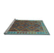 Sideview of Machine Washable Oriental Light Blue Traditional Rug, wshcon1654lblu