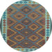 Round Oriental Light Blue Traditional Rug, con1654lblu