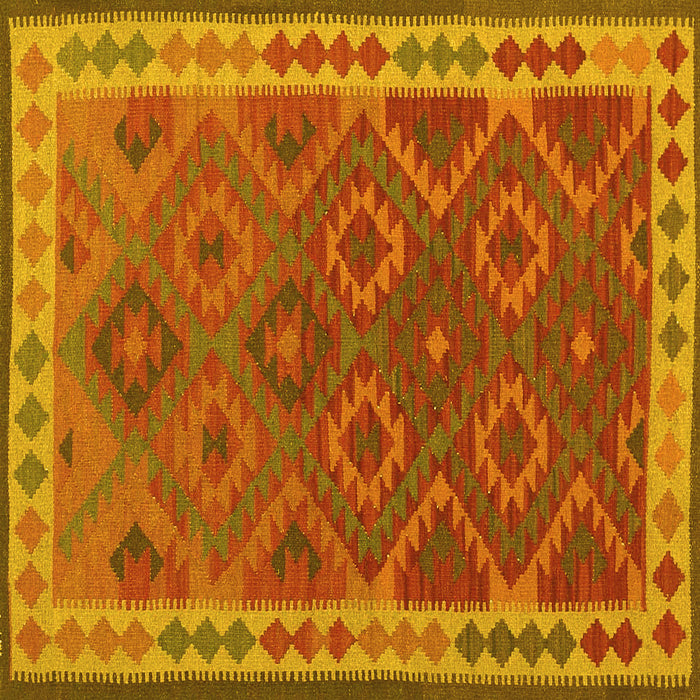 Square Machine Washable Oriental Yellow Traditional Rug, wshcon1654yw