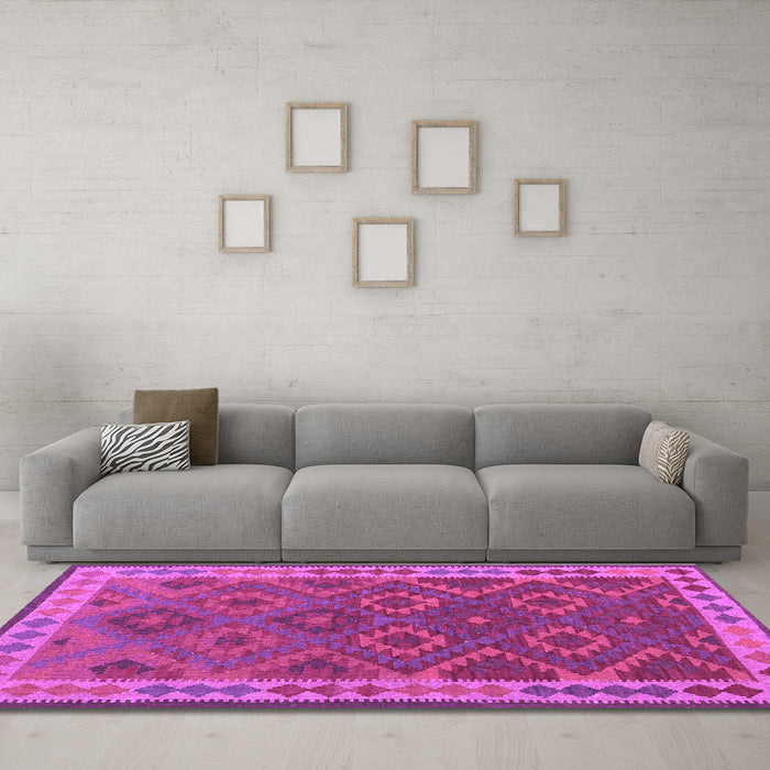 Machine Washable Oriental Purple Traditional Area Rugs in a Living Room, wshcon1654pur