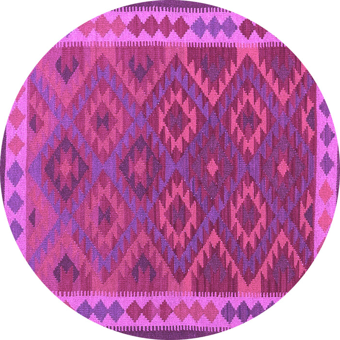 Round Machine Washable Oriental Purple Traditional Area Rugs, wshcon1654pur