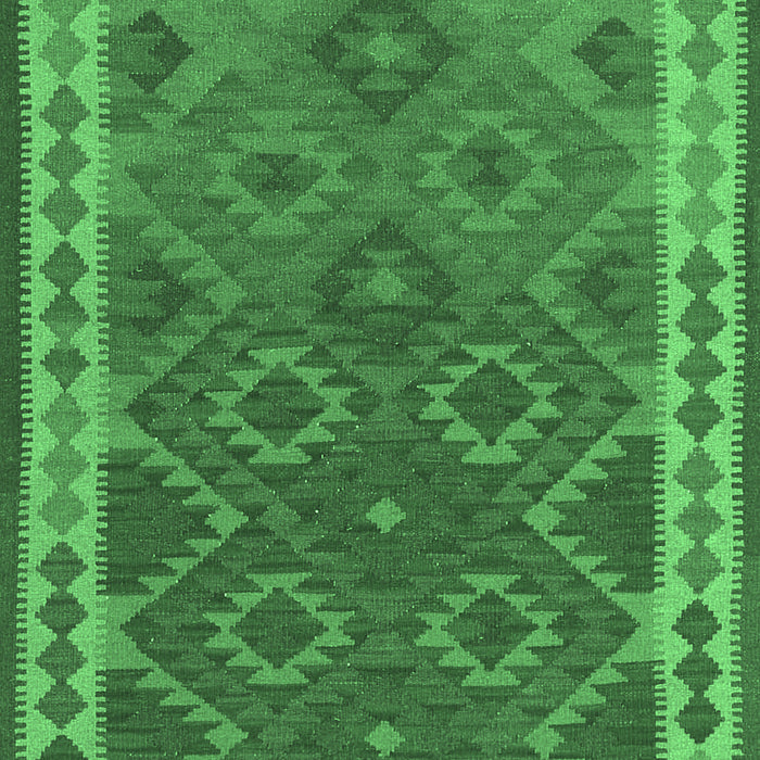 Machine Washable Oriental Emerald Green Traditional Area Rugs, wshcon1654emgrn