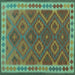 Square Oriental Turquoise Traditional Rug, con1654turq