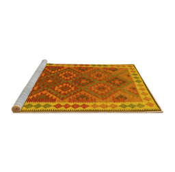 Sideview of Machine Washable Oriental Yellow Traditional Rug, wshcon1654yw