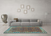 Machine Washable Oriental Light Blue Traditional Rug in a Living Room, wshcon1654lblu