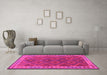 Machine Washable Oriental Pink Traditional Rug in a Living Room, wshcon1654pnk