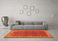 Machine Washable Oriental Orange Traditional Rug, wshcon1654org