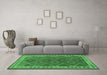 Machine Washable Oriental Emerald Green Traditional Area Rugs in a Living Room,, wshcon1654emgrn