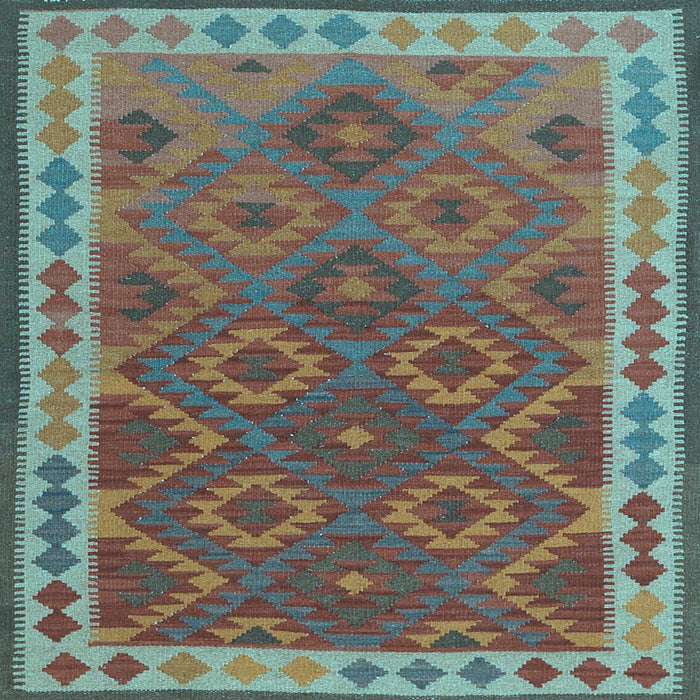 Square Machine Washable Oriental Light Blue Traditional Rug, wshcon1654lblu