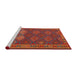 Serging Thickness of Machine Washable Contemporary Red Rug, wshcon1655